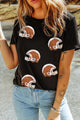 Sequin Round Neck Short Sleeve T-Shirt Black