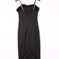 Slit Plush Trim Spaghetti Strap Dress