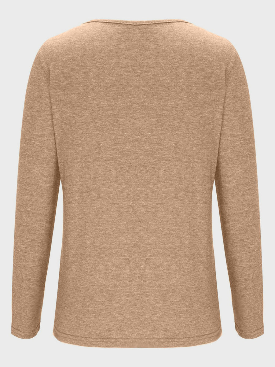 Crisscross V-Neck Long Sleeve T-Shirt