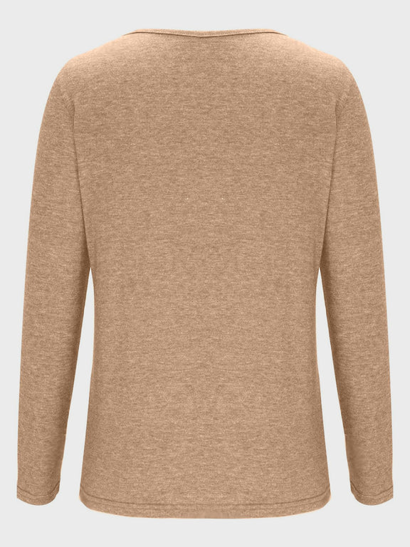 Crisscross V-Neck Long Sleeve T-Shirt