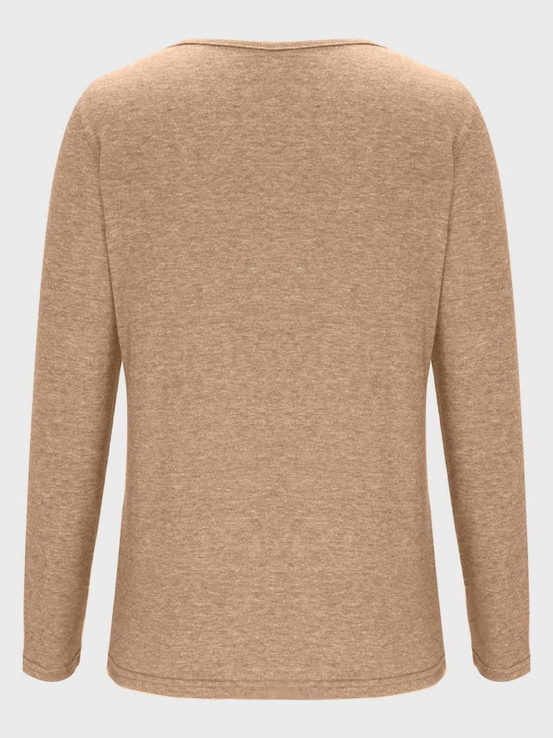 Crisscross V-Neck Long Sleeve T-Shirt