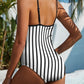 Striped Spaghetti Strap One-Piece Swimwear