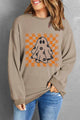 Ghost Round Neck Long Sleeve Sweatshirt Mocha