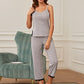 V-Neck Lace Trim Slit Cami and Pants Pajama Set