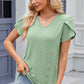 Decorative Button V-Neck Short Sleeve T-Shirt