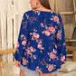 Plus Size Printed Tie Neck Balloon Sleeve Blouse