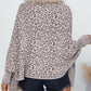 Fringe Leopard Open Front Long Sleeve Poncho