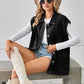 Pocketed Button Up Sleeveless Denim Jacket