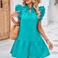 Tie Neck Ruffle Hem Dress