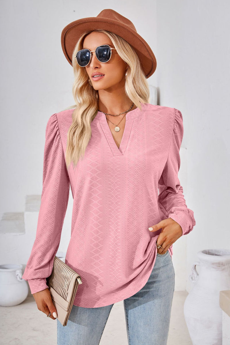 V-Neck Puff Sleeve Blouse