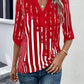 Striped Notched Half Sleeve Blouse