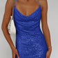 Cowl Neck Contrast Sequin Sleeveless Mini Dress