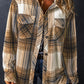 Plaid Pocketed Dropped Shoulder Coat