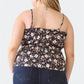 Zenobia Plus Size Frill Floral Square Neck Cami