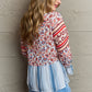 Floral Striped Flounce Sleeve Blouse