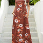 Printed Round Neck Short Sleeve Maxi Dress