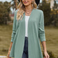 Textured Open Front Long Sleeve Cardigan