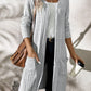 Ribbed Open Front Long Sleeve Cardigan with Pockets