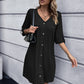 Button Down V-Neck Mini Dress