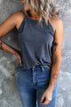 Curved Hem Grecian Tank Top Dusty Blue