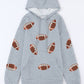 Drawstring Football Long Sleeve Hoodie