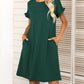 Round Neck Flounce Sleeve Dress with Pockets