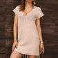 Fringe Hem Short Sleeve Deep V Cover Up Dress