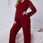 Spliced Lace Lapel Collar Pajama Set