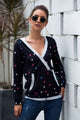 Star Print Kangaroo Pocket Hoodie Black