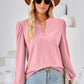 V-Neck Puff Sleeve Blouse