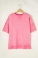Plus Size Round Neck Half Sleeve T-Shirt Blush Pink