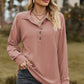 Half Button Dropped Shoulder Blouse