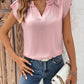 Notched Cap Sleeve Blouse