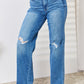 Judy Blue Full Size High Waist Distressed Straight-Leg Jeans