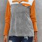 Shiny Color Block Collared Sweatshirt with Pockets