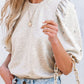 Pearl Detail Round Neck Half Sleeve Blouse