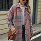 Houndstooth Button Up Dropped Shoulder Coat