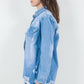 American Bazi Raw Hem Distressed Long Sleeve Denim Jacket