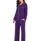 Collared Neck Long Sleeve Loungewear Set with Pockets