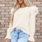 Ruffled Round Neck Flounce Sleeve Top