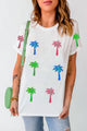 Coconut Palm Round Neck Short Sleeve T-Shirt White