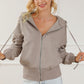 Zip Up Drawstring Cropped Hoodie