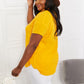 Zenana Full Size Summer Breeze Gauze Short Sleeve Shirt in Mustard