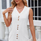 Decorative Button Eyelet V-Neck Tank