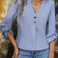 Perfee Notched Roll-Tab Sleeve Blouse