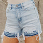 High Waist Raw Hem Denim Shorts