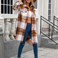 Plaid Button Up Long Sleeve Longline Outerwear