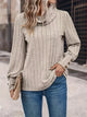 Turtleneck Long Sleeve T-Shirt Tan