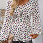 Devine Peplum Printed Long Sleeve Blouse