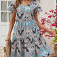 Printed V-Neck Tiered Dress